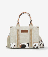 Wrangler Cow Print Crossbody Bag | Western Tote Bag in Beige