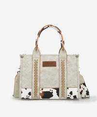 Wrangler Cow Print Crossbody Bag | Western Tote Bag in Beige