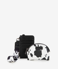 Wrangler Cow-Print Card Holder and Wallet Set