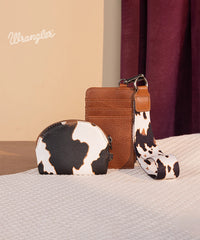 Wrangler Cow-Print Card Holder and Wallet Set