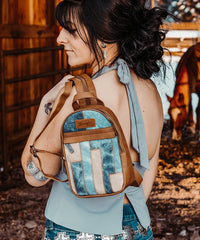 Wrangler Denim-textured Sling Bag-Country Glam Outfits