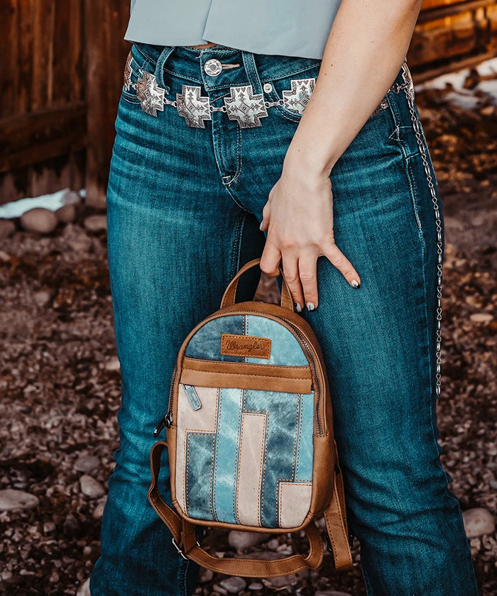 Wrangler Denim-textured Sling Bag-Country Glam Outfits