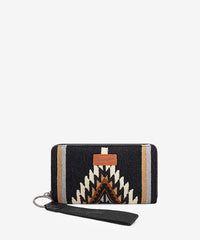 Wrangler Aztec Knitted Wristlet Wallet with Wrist Strap in Black