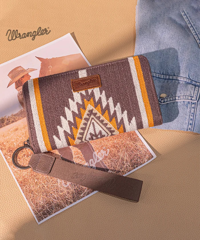 Wrangler Aztec Knitted Wristlet Wallet with Wrist Strap