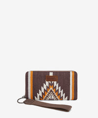Wrangler Aztec Knitted Wristlet Wallet with Wrist Strap in Coffee