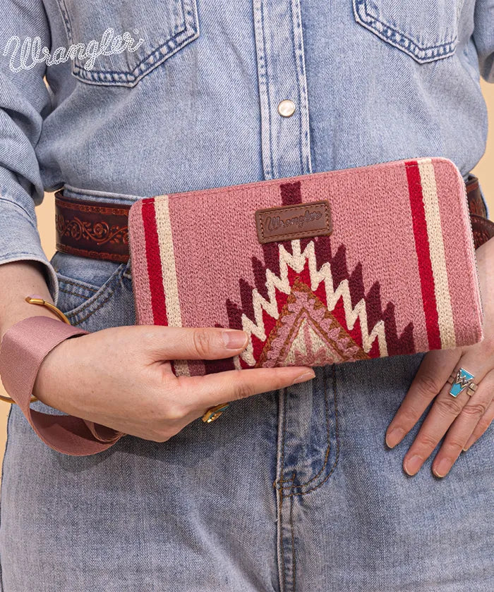 Wrangler Aztec Knitted Wristlet Wallet with Wrist Strap