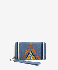 Wrangler Aztec Knitted Wristlet Wallet with Wrist Strap in Jean