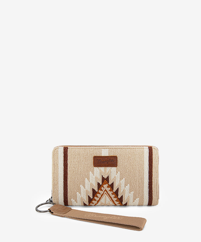 Wrangler Aztec Knitted Wristlet Wallet with Wrist Strap in Khaki