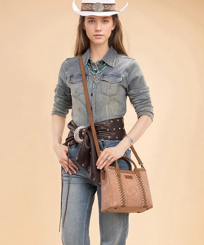 Wrangler top handle crossbody bag in DPK