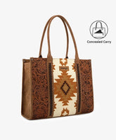 Wrangler Tooled Aztec Knitted Concealed Carry Wide Tote