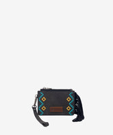 Wrangler Embroidered Fringe Wristlet Wallet in black