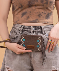 Wrangler Aztec Embroidered Fringe Card Wallet