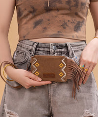 Wrangler Aztec Embroidered Fringe Card Wallet