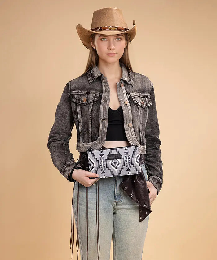 Wrangler Aztec Print Shoulder Bag in BK