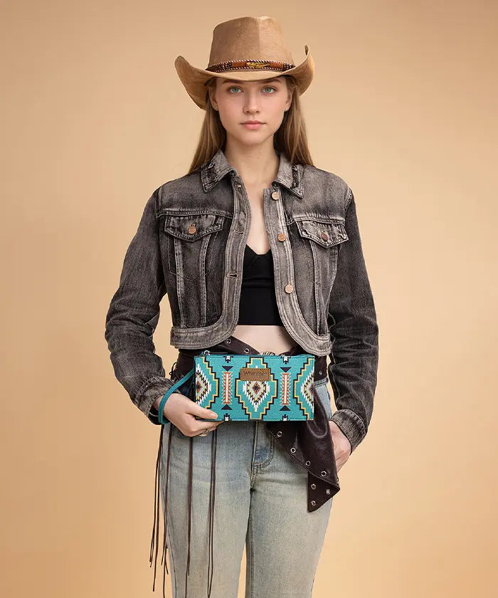 Wrangler Aztec Print Shoulder Bag in TQ