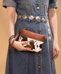 Wrangler Cow-Print Crossbody Clutch in COW-BR