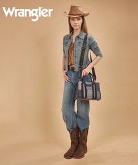 Wrangler canvas tote bag in BK — Classic black Western-style crossbody tote