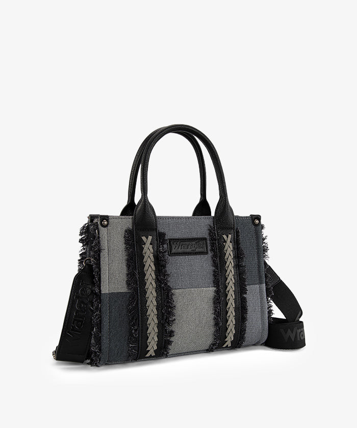 Wrangler canvas tote bag in BK — Classic black Western-style crossbody tote