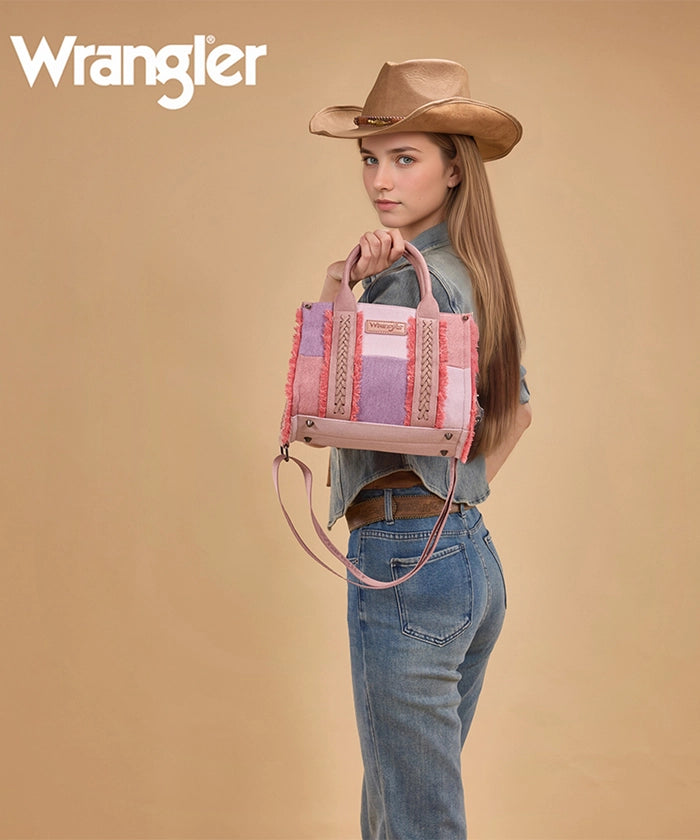 Wrangler canvas tote bag in HPK — Heather pink casual tote with adjustable strap