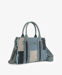 Wrangler canvas tote bag in JN — Denim-blue canvas with rustic cowboy aesthetic