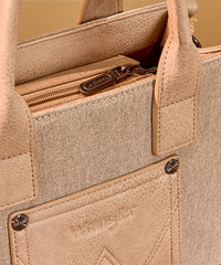 Wrangler canvas tote bag in TN — Rugged canvas with frayed edge and embossed logo