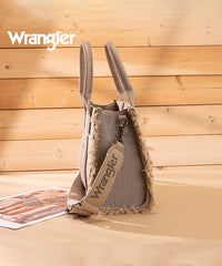 Wrangler canvas tote bag in TN — Rugged canvas with frayed edge and embossed logo