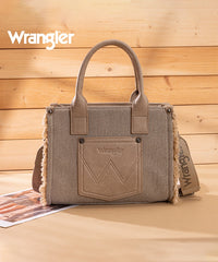 Wrangler canvas tote bag in TN — Rugged canvas with frayed edge and embossed logo