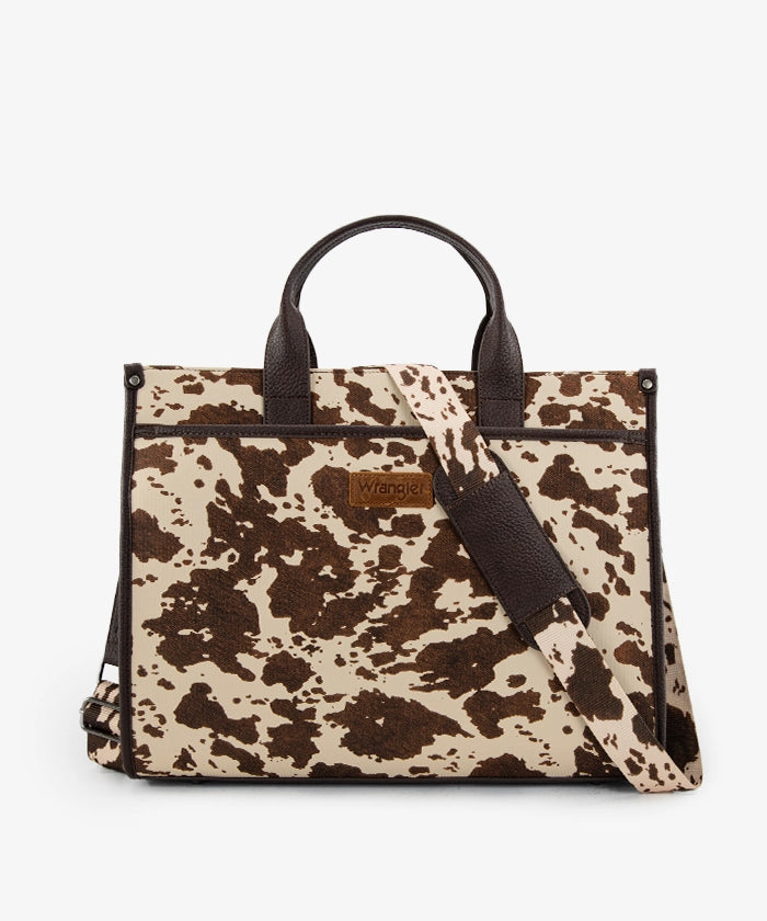 Wrangler laptop tote bag for women in COW-COFFEE