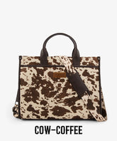 Wrangler laptop tote bag for women in COW-COFFEE