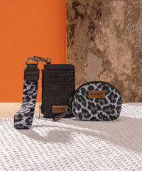 Wrangler Leopard Print Dual Pouch Wristlet