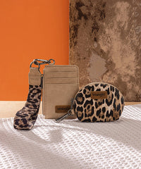 Wrangler Leopard Print Dual Pouch Wristlet