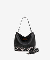 Wrangler hobo shoulder bags in BK — Vegan leather with tribal pattern accent