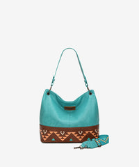 Wrangler hobo shoulder bags in TQ — Vegan leather with tribal pattern accent