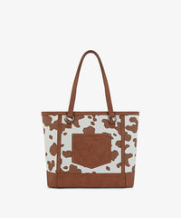 Wrangler Cowgirl Cow Print Tote Bag in Brown