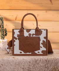 Wrangler Cow-Print Canvas Handbag in BR