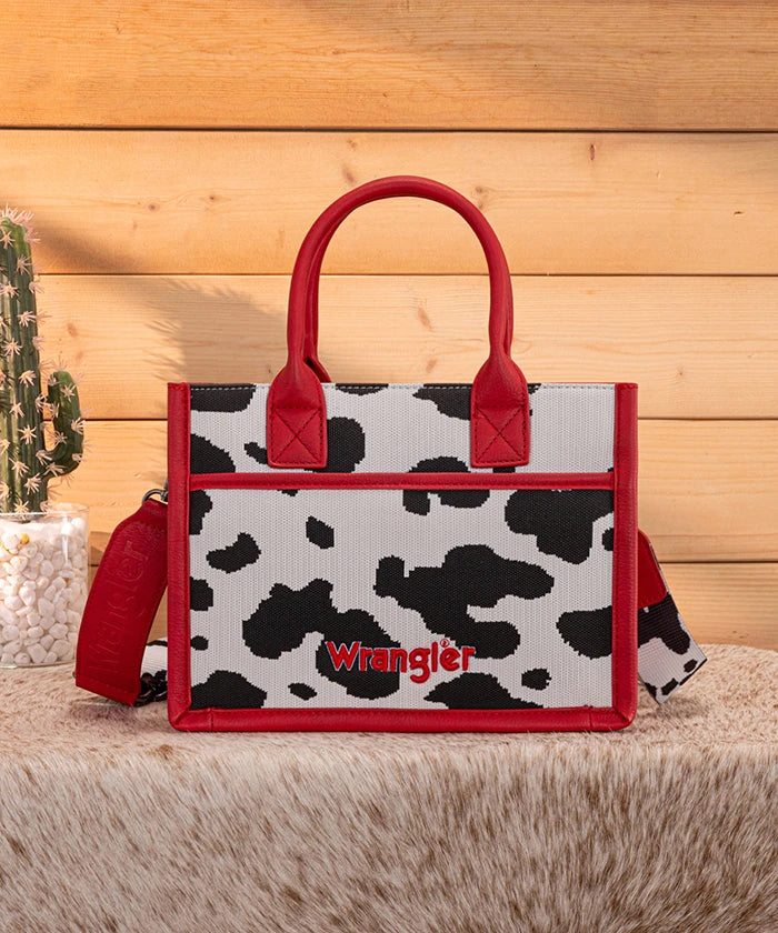 Wrangler Cow-Print Canvas Handbag in RD