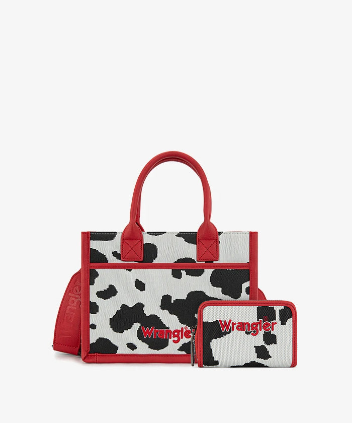 Wrangler Cow-Print Canvas Handbag in RD