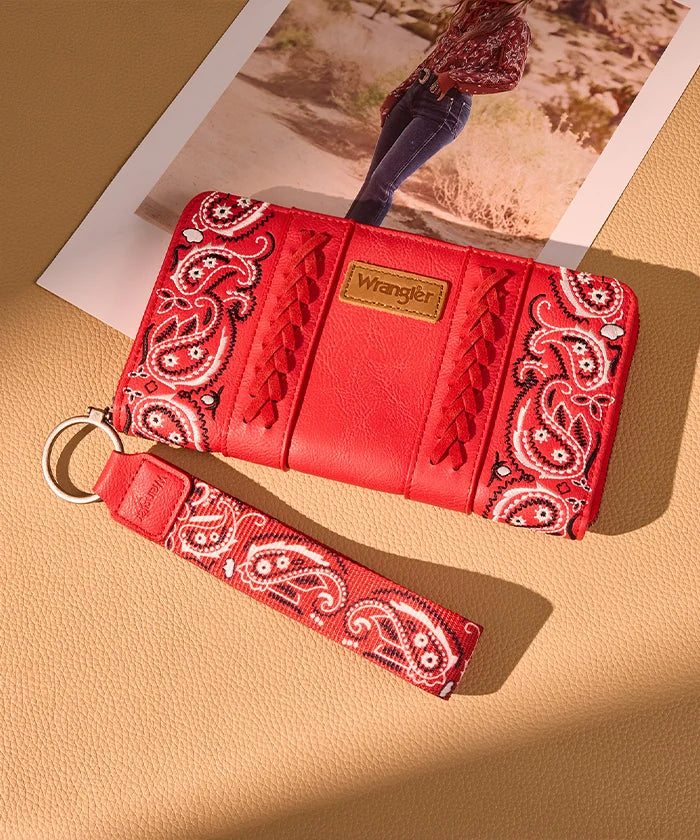 Wrangler western paisley wristlet in RD