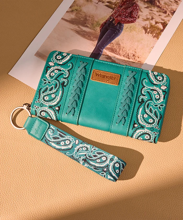 Wrangler western paisley wristlet in TQ
