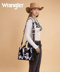 Wrangler Cow Print Rope Handle Tote Bag