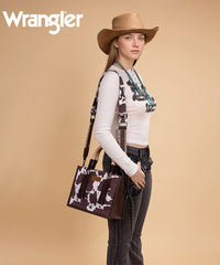 Wrangler Cow Print Rope Handle Tote Bag