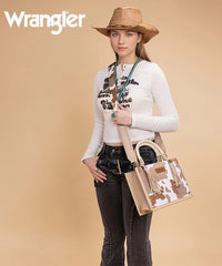 Wrangler Cow Print Rope Handle Tote Bag