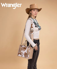 Wrangler Cow Print Rope Handle Tote Bag