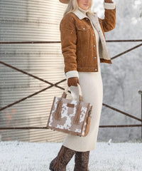 Wrangler Cow Print Rope Handle Tote Bag