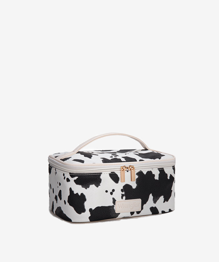 Wrangler makeup bag in COW-BK — PU leather leopard print with detachable organizers