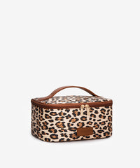 Wrangler makeup bag in LP — PU leather leopard print with detachable organizers