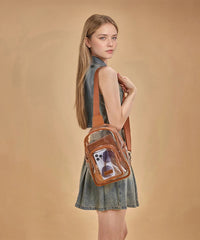 Wrangler Stadium Clear Sling Bag in Brown