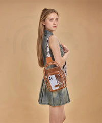 Wrangler Stadium Clear Sling Bag in Cow-Brown