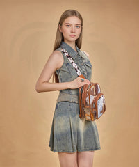 Wrangler Stadium Clear Sling Bag in Cow-Brown