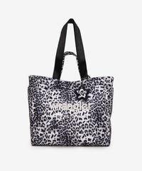 Wrangler leopard print tote bag in Black — canvas with drawstring detail and Western logo